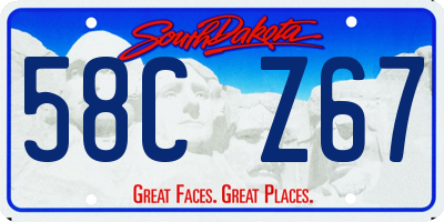 SD license plate 58CZ67