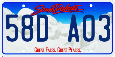 SD license plate 58DA03