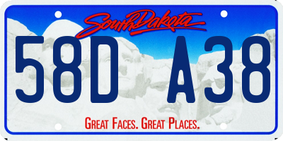 SD license plate 58DA38