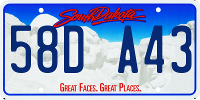SD license plate 58DA43