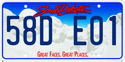 SD license plate 58DE01