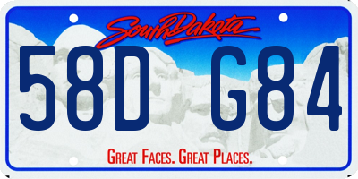 SD license plate 58DG84