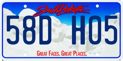 SD license plate 58DH05