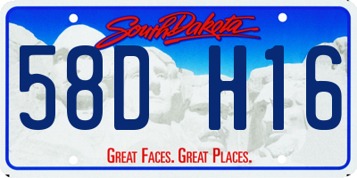 SD license plate 58DH16