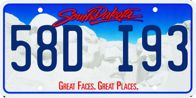 SD license plate 58DI93