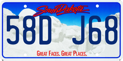 SD license plate 58DJ68