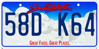 SD license plate 58DK64