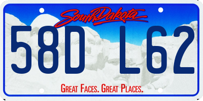 SD license plate 58DL62