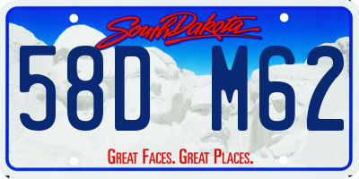 SD license plate 58DM62