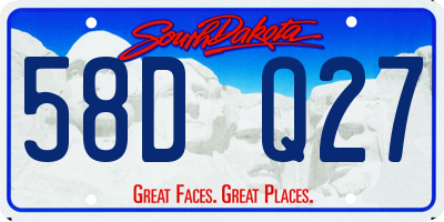 SD license plate 58DQ27