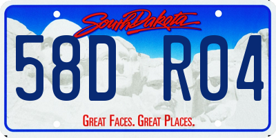 SD license plate 58DR04