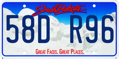 SD license plate 58DR96