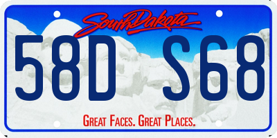 SD license plate 58DS68