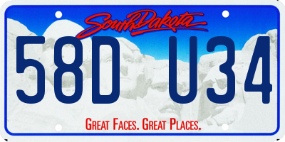 SD license plate 58DU34