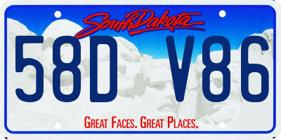 SD license plate 58DV86