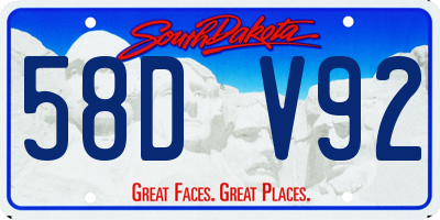 SD license plate 58DV92