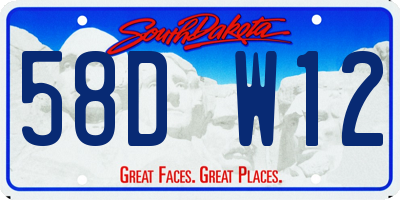 SD license plate 58DW12