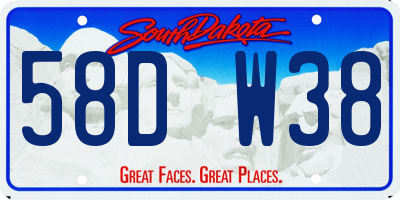 SD license plate 58DW38