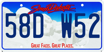 SD license plate 58DW52
