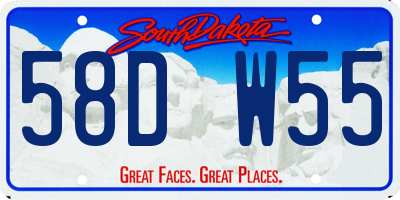 SD license plate 58DW55