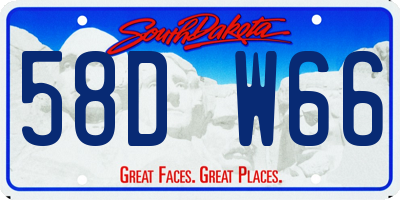 SD license plate 58DW66