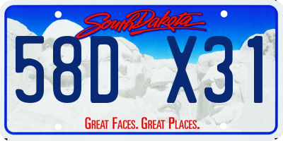 SD license plate 58DX31