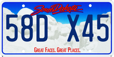 SD license plate 58DX45