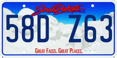 SD license plate 58DZ63