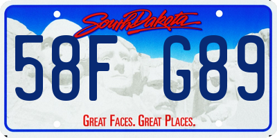 SD license plate 58FG89
