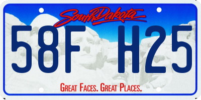 SD license plate 58FH25