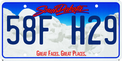SD license plate 58FH29
