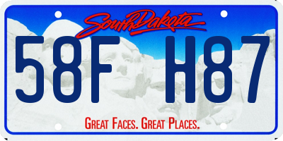 SD license plate 58FH87