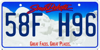 SD license plate 58FH96