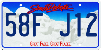 SD license plate 58FJ12