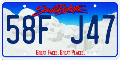 SD license plate 58FJ47