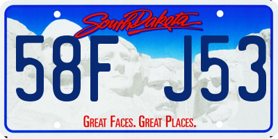 SD license plate 58FJ53