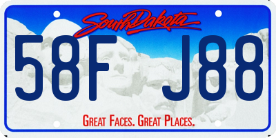 SD license plate 58FJ88