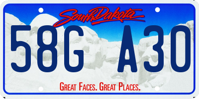 SD license plate 58GA30