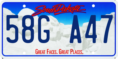 SD license plate 58GA47