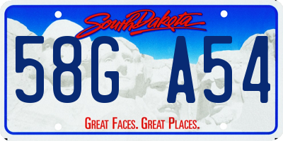 SD license plate 58GA54