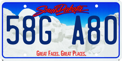 SD license plate 58GA80