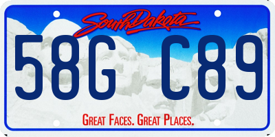 SD license plate 58GC89