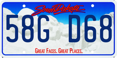 SD license plate 58GD68