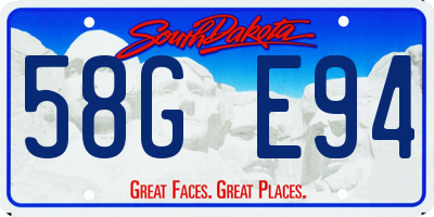 SD license plate 58GE94