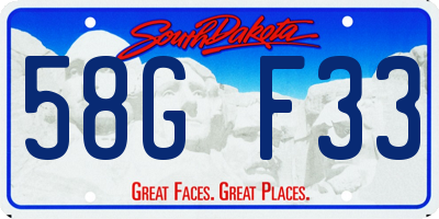 SD license plate 58GF33