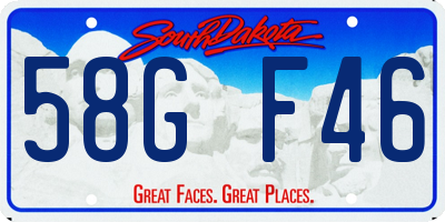 SD license plate 58GF46