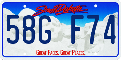 SD license plate 58GF74