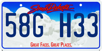 SD license plate 58GH33