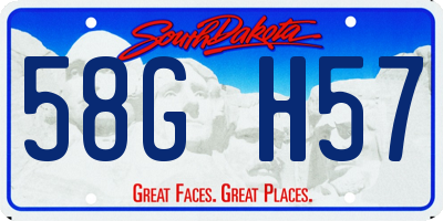 SD license plate 58GH57
