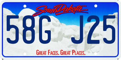 SD license plate 58GJ25